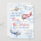 Invitation Fête de pilote d'avion Comment le temps passe Anni (Devant)