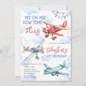 Invitation Fête de pilote d'avion Comment le temps passe Anni (Devant)
