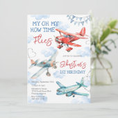 Invitation Fête de pilote d'avion Comment le temps passe Anni (Debout devant)