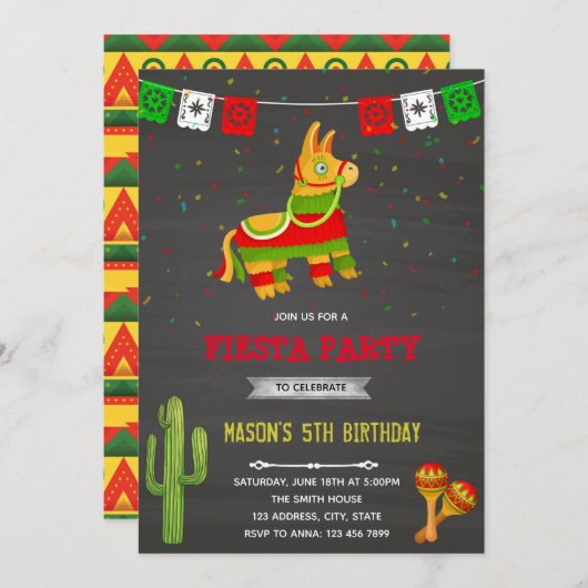 Invitation Fête de Pinata (Devant / Derrière)