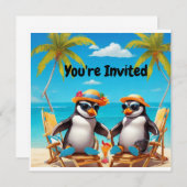 Invitation Fête de pingouins "Vous êtes invités" (Devant / Derrière)