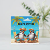 Invitation Fête de pingouins "Vous êtes invités" (Debout devant)