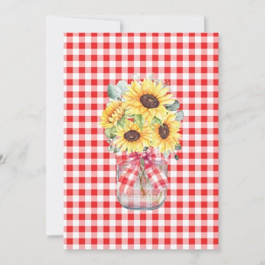 Invitation Fête de pique-nique dans la cour, plaid rouge et t (Dos)