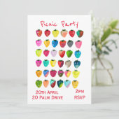 Invitation Fête de pique-nique de fraises (Debout devant)