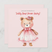 Invitation Fête de pique-nique ours en peluche  (Devant / Derrière)