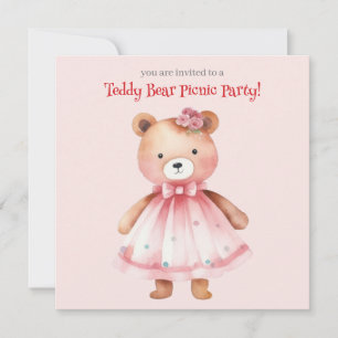 Invitation Fête de pique-nique ourson en peluche 