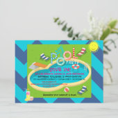 Invitation Fête de Piscine Amusement d'Été Anniversaire Adult (Debout devant)