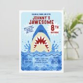 Invitation Fête de piscine aux requins (Debout devant)