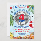 Invitation Fête de piscine BBQ pour le Memorial Day Rouge Bla (Devant)