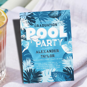 Invitation Fête de piscine de fin d'études Tropicale Végétati