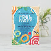 Invitation Fête de piscine d'été Anniversaire (Debout devant)