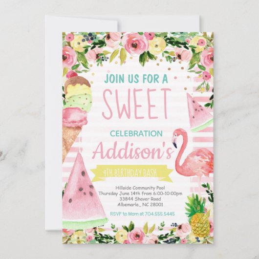 Invitation Fête de piscine d'été dans la glace (Devant)