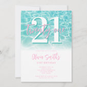 Invitation Fête de piscine d'été moderne 21e anniversaire (Devant)