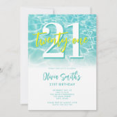 Invitation Fête de piscine d'été moderne 21e anniversaire (Devant)