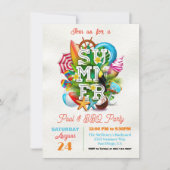 Invitation Fête de piscine et barbecue d'été (Devant)
