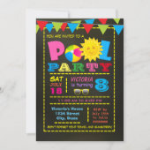 Invitation Fête de piscine Fun Pool Festive Pool Fête Anniver (Devant)