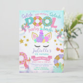 Invitation Fête de Piscine Licorne (Debout devant)
