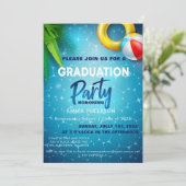 Invitation Fête de piscine mignonne, cadeau de fin d'études d (Debout devant)