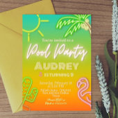 Invitation Fête de Piscine Néon Tropical