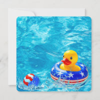 Fête de piscine patriotique avec canard jaune
