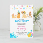 Invitation Fête de piscine pour adoption d'animaux (Debout devant)