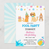 Invitation Fête de piscine pour adoption d'animaux (Devant / Derrière)