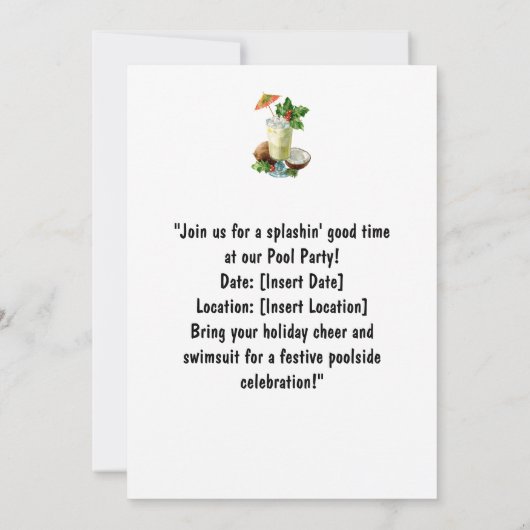 Invitation Fête de piscine pour chats (Dos)