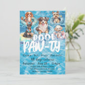Invitation Fête de piscine pour chiots  (Debout devant)