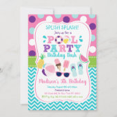 Invitation Fête de piscine pour filles mignonnes Anniversaire (Devant)