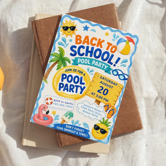 Invitation Fête de piscine pour la rentrée