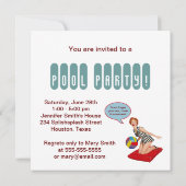Invitation Fête de piscine rétro avec des ballons (Dos)