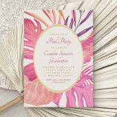 Invitation Fête de Piscine Rose Tropicale de Plage