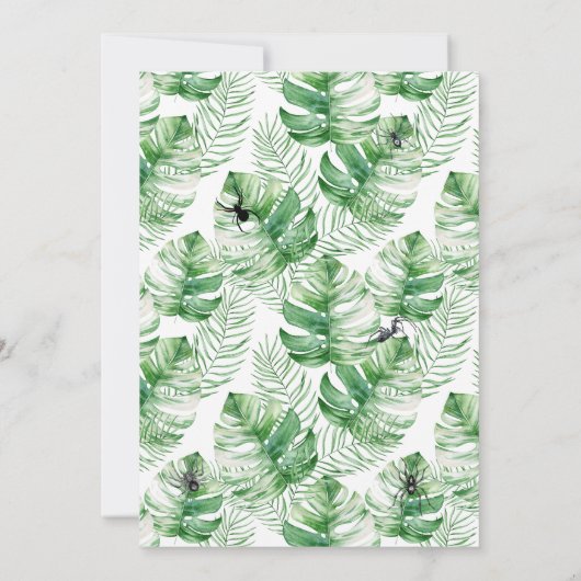 Invitation Fête de piscine squelette tropicale de Summerween (Dos)