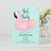 Invitation Fête de piscine tropicale flamand rose Sweet 16 (Debout devant)