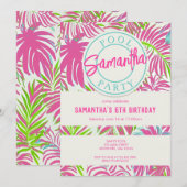 Invitation Fête de piscine tropicale moderne (Devant / Derrière)