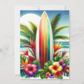 Invitation Fête de Piscine Tropicale Planches de Surf Douce 1 (Dos)