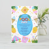 Invitation fête de piscine unique mignonne anniversaire enfan (Debout devant)