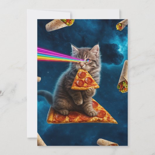 Invitation Fête de pizza de chat laser (Dos)