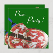 Invitation FÊTE DE PIZZA, Dîner ITALIEN CUISINE, brunch, vert (Devant / Derrière)
