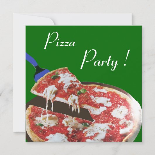Invitation FÊTE DE PIZZA, Dîner ITALIEN CUISINE, brunch, vert (Devant)