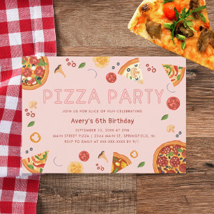 Invitation Fête de Pizza moderne n'importe quelle année Anniv