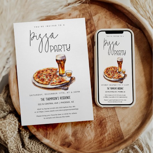 Invitation Fête de pizza pour toutes occasions Soirée pizza p