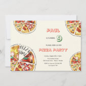 Invitation Fête de pizza Watercolor (Devant)