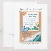 Invitation Fête de plage © © (Devant / Derrière)