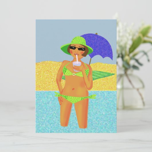 Invitation Fête de plage (Debout devant)