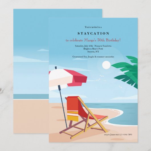 Invitation Fête de plage (Devant / Derrière)