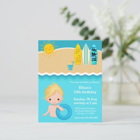 Invitation Fête de plage (Debout devant)