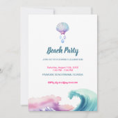 Invitation Fête de plage à l'aquarelle pastel (Devant)