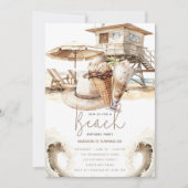Invitation Fête de plage Anniversaire Pastel Sand (Devant)