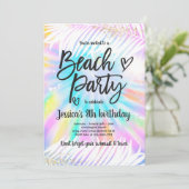 Invitation Fête de plage Anniversaire Pink Tie Dye Fête de pl (Debout devant)